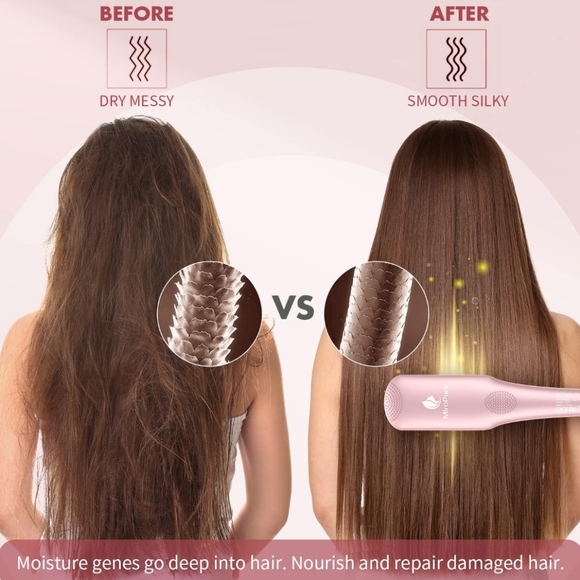 NWT PINK MIRCOPURE IONIC HAIR STRAIGHTENER BRUSH MODEL S102 HAIR CARE TOOL - Picture 5 of 8